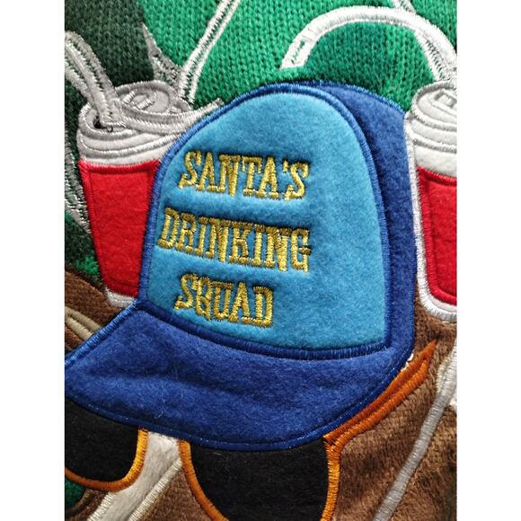 Blizzard Bay Men's Large Green Camo Brewdolph Beer Holder Ugly Christmas Sweater - Picture 3 of 7